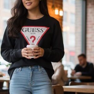 Vintage Guess Crewneck Sweatshirt: Big Logo Pullover, Women's XL